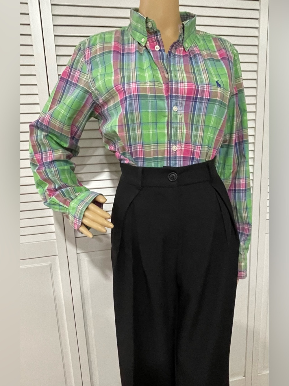 Polo by Ralph Lauren Green and Pink Plaid Button-Down Shirt - Picture 5 of 8